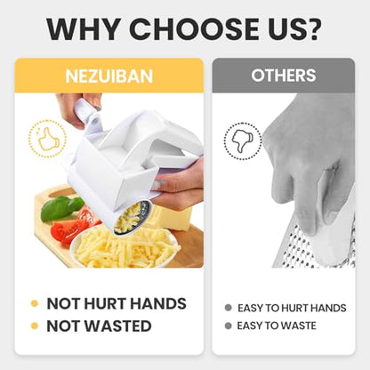 Cheese Grater with Handle, Rotary Cheese Grater,Vegetable, Chocolate, Hard Cheese & Nut Grater,White - color: White