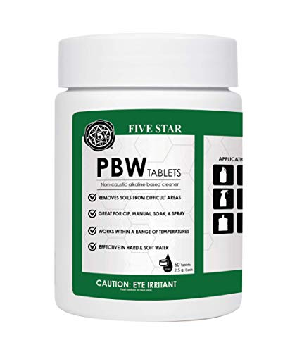 Five Star PBW Tablets - 2.5 g (1 Tablet per 32 oz. of Water) 50 ct - Bottle, Growler, Keg Cleaner - size: 50 Count (Pack of 1)