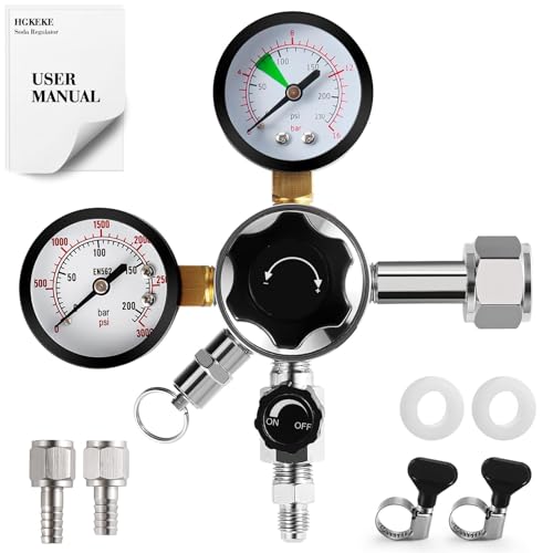 High Pressure CO2 Regulator Dual Gauge Keg Regulator 0-120PSI Output Pressure Regulator for Kegerator - CGA 320 Beer Regulator, 7/16-20 UNF Thread Fittings, Keg Regulator for Beer, Soda - size: 0-120 PSI