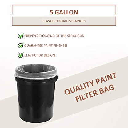 Patelai 30 Pcs 5 Gallon Paint Strainer Bags Regular Fine Mesh/Elastic Top Bag Strainers for Use with Paint Sprayers (White) - size: 5 Gallon