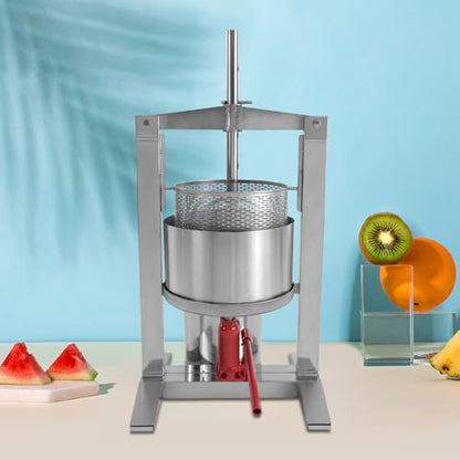 Fruit Wine Press, 5.28 GAL Stainless Steel Hydraulic Jack Juicer Hand Squeezer Barrels Manual Juice Maker Cider Apple Tincture Vegetables Honey Oil Making Press for Kitchen 6613.87 lbs (20L) - size: 20L