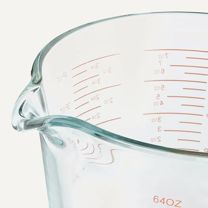 Amazon Basics Large Size Glass Measuring Cup, 8 Cup, Easy-to-Read Markings, Dishwasher/Microwave/Freezer/Oven Safe (Previously AmazonCommercial)