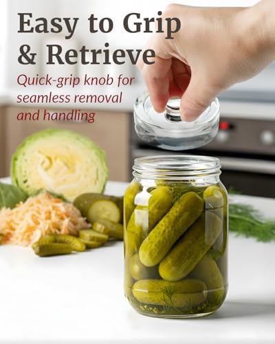 Elementi Glass Fermentation Weights Set of 6 - Easy Grip Glass Fermenting Weights, Perfect Fit for Wide Mouth Mason Canning Jars, Highly Durable Fermentation Kit for Sauerkraut, Kimchi & More - style: Set of 6 Weights