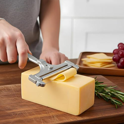 Lusofie Wire Cheese Slicer 4 Extra Wires Stainless Steel Wire Cheese Slicer For Block Cheeses Adjustable Kitchen Butter Block Slicing Tool