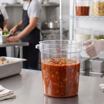 TrueCraftware- 8 Quart Clear Round Food Storage Container Polycarbonate- Commercial Reusable Food Container Canister with Measurement Markings for Meal Prep Pantry Kitchen - size: 8 Quart
