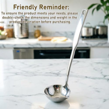 Ladle, 304 Stainless Steel Heavy Duty Soup Ladle with Pour Spout - 11.8 Inch, Dishwasher Safe Cooking & Serving for Soup,Stews,Canning (1 Pack)