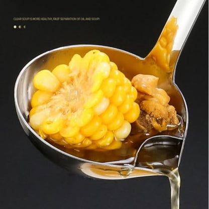Stainless Steel Spoon,27 cm Soup Spoon Strainer,Fat Skimmer for Broth Stew,Grease Filter Ladle for Cooking,7cm Diameter