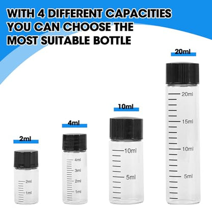 4ml Clear Glass Graduated Vials with Screw Caps and Plastic Stoppers, 1 Dram Small Sample Vials with Lids, Leak-Proof Liquid Storage Empty Vial, 12PCS - color: CLEAR, size: 4ml