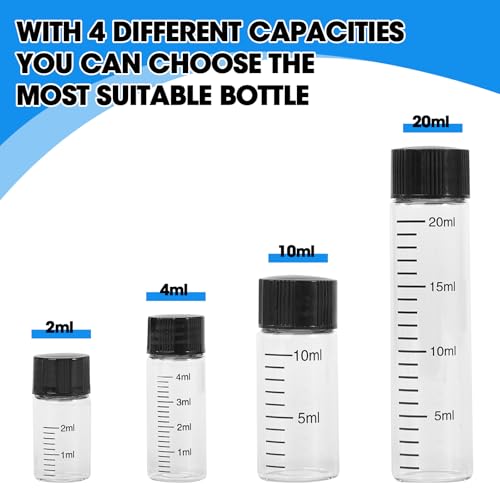10ml Clear Glass Graduated Vials with Screw Caps and Plastic Stoppers, Small Sample Vials with Lids, Leak-Proof Liquid Storage Empty Vial, 12PCS - color: CLEAR, size: 10ml