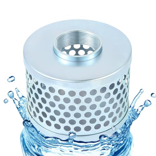Round Hole Suction Strainer Filter for Pumps, Carbon Plated Steel Basket Water Suction Filter, with NPT Female Thread, Reduces Solids Entering Pump (2 inch) - size: 2 inch