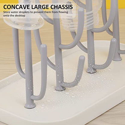 Bottle Drying Rack,Drying Rack for Kitchen Counter,Detachable Bottle Dryer Holder with Base.for Nipples,Cups,Pump Parts and Accessories(Gray) - color: Gray
