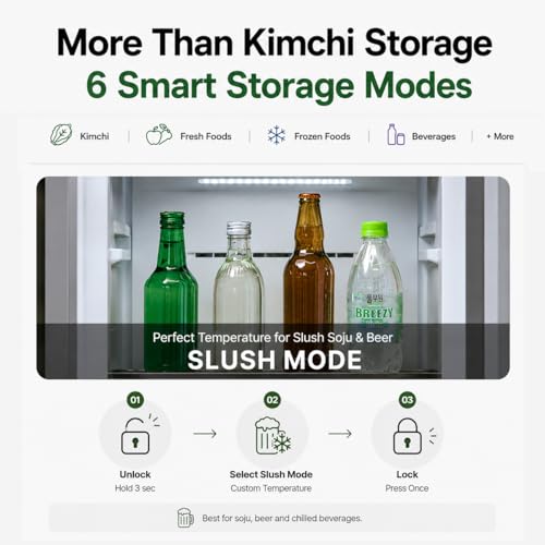Pulmuone Kimchi Refrigerator for Kimchi Storage, Fermentation, Freezer, Fridge, & Alcohol