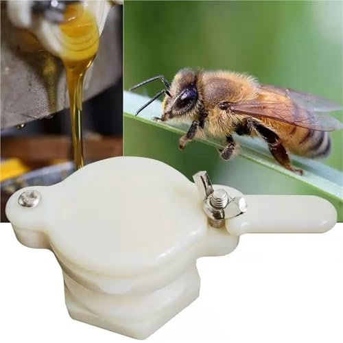 Honey Valve 6pcs Bee Honey Tap Gate Valve Reusable Beekeeping Pump Extractor Bottling Nylon Flow Port Beekeeping Equipment Hive Tools For Extractor Bottling Pail Containers(White) - color: White