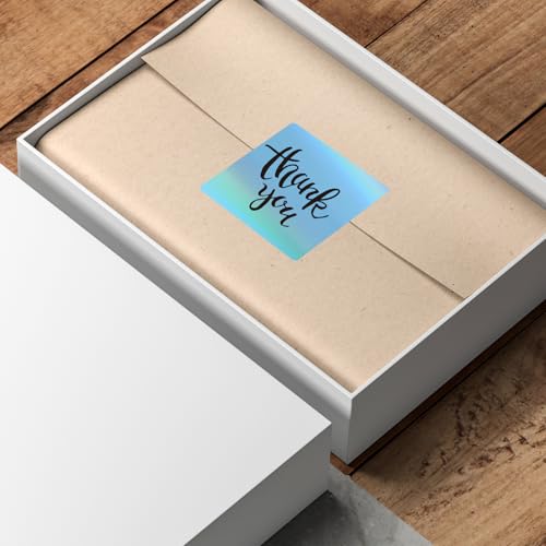 2" x 2" Square Thermal Labels Stickers, Holographic Thermal Stickers Labels, Waterproof Glitter Direct Thermals Label for Small Business, DIY Design- Holographic Blue - color: Holographic Blue, size: 2 X 2