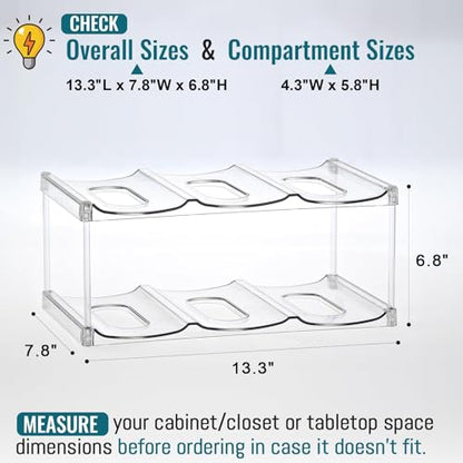 Design for Stanley 40 OZ & Large Bottles & Tumblers with Handle, Acrylic Water Bottle Organizer - Stackable Clear Wine Rack, Cup Holder for Home Kitchen Pantry Shelf Countertop Cabinet, 2 Tier Hold 6 - size: 2 Tier for 6