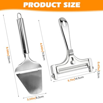 Stainless Steel Wire Cheese Slicer, Adjustable Hand Held Cheese Cutter with 8 Extra Wires & Wrench, Food Slicer for Block Butter Cutter Tools Cheeses Shaver(COLOR:silver)