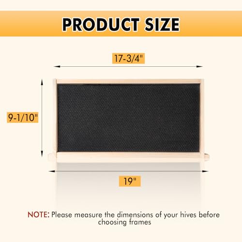 POLLIBEE Deep Brood Bee Frames and Wax Foundations,10 Pack Honey Beehive Frames with Beeswax Coated Food Grade Foundation Sheets, 9-1/8-Inch (Black - size: Deep Black
