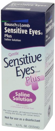 Sensitive Eyes Saline Solution from Bausch & Lomb, for Soft Contact & Gas Permeable Lenses, Saline Solution with Potassium, 12 Fl Oz (355 mL)