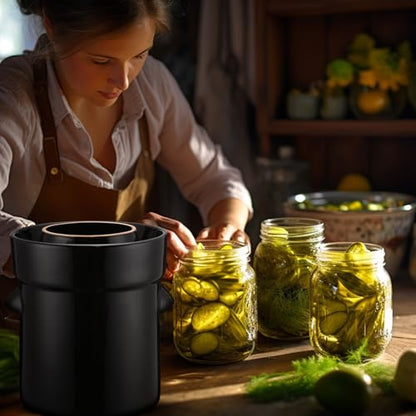 Tioncy 2.6 Gallon 10L Fermentation Crock Ceramic Sauerkraut Crock with Lid Weights and Pounder Brown Ceramic Crock Kit for Fermenting Pickling Cabbage Sauerkraut Pickles Vegetables