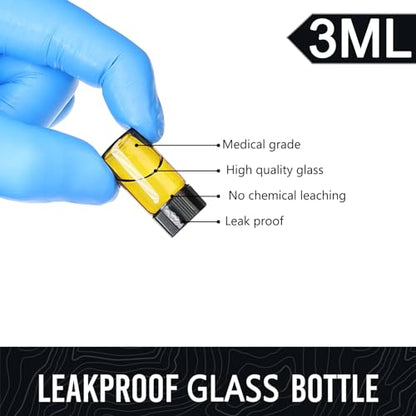 20pcs 3ml Mini Amber Glass Vials With Screw Caps, Small Bottles Sample Vials for Essential Oil and Perfume - size: 3ml-20pcs