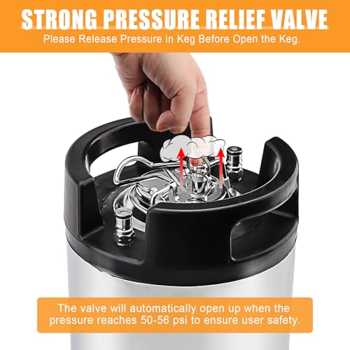 Carbonation Keg Lid Beer Keg Replacement Lid Universal For Corny Keg Cornelius Keg Ball Lock Keg, HomeBrew 304 Stainless Steel Carbonating Keg Lid with Carbonation Diffusion Stone & 20'' Silicone Tube