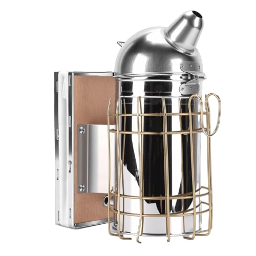 Bee Smoker for Beekeeping, Stainless Steel Smoker with Heat Chamber Beekeeping Equipment with Hanging Hook Beekeeper Tool Set for Beginners & Professionals