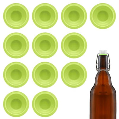 12PCs Dopamine color Silicone Gaskets Washers Seals for Cap Swing Flip Top for Home Brew Beer Soda Bottle Sealing (Lime Green) - color: Lime Green