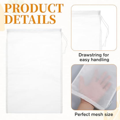 8 PCS Nut Milk Bag Reusable Nylon Cheese Cloth Bag for Straining 30 * 20cm Fine Mesh Strainer Bags Juicing Bags with Drawstring for Filtering Nut Milk Cold Brew Coffee Greek Yogurt Tea Juice