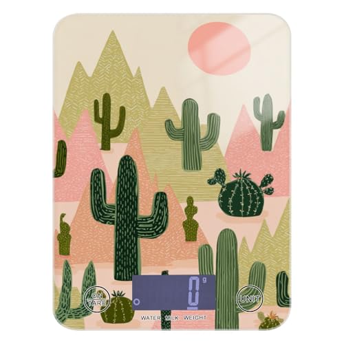Food Scale Kitchen Scale Food Weight Scales Digital Weight Grams and Ounces Small Electronic Food Scale for Baking Cooking Boho Cacti Mountains Sun - color: Boho Cacti Mountains Sun