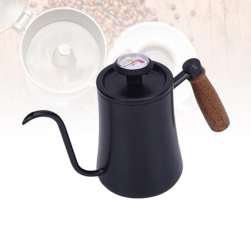 Jeffergarden Pour Over Kettle, Stainless Steel Coffee Pot with Thermometer, 600ML Drip Kettle for Home Brewing and Coffee Shop Use (Black) - color: Black