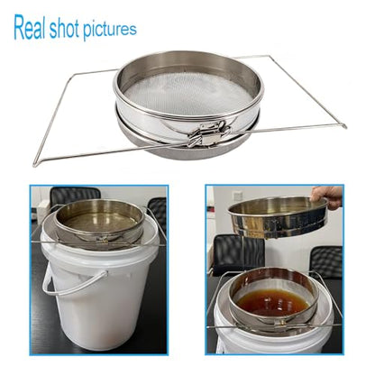 Stainless Steel Double Sieve Honey Strainer Filter for 5 Gallon Buckets Honey Extractor Equipment
