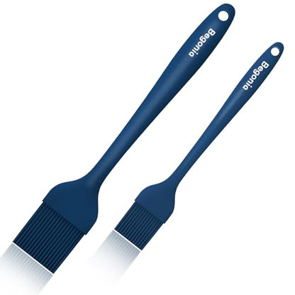 Pastry Brush-Begonia Silicone Basting Brush for Cooking,2pcs 10+8 in Heat Resistant Food Brushes for Baking, Grilling, Cooking and Spreading Oil (Prussian Blue) - color: Prussian Blue