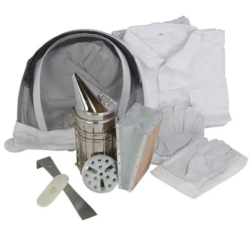 Nubee Deluxe Beehive Starter Kit with Dovetail Joints - Complete Beekeeping Set for Beginners Hive Construction, Protective Gear, and 10 Total Frame Capacity - size: 1 Deep Starter Kit