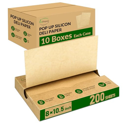 EcoDispose 2000 Count 8" x 10-1/2" Precut Pop Up Deli Paper Sheets, Interfolded Heavy Duty Oil-Resistant Kraft Paper for Bakery, Food Wrap, Serving, Oven, Air Fryer & Microwave - color: Kraft, size: 8"x10.5"inch