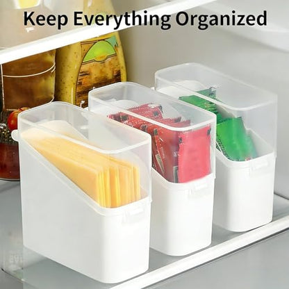 Cheese Slice Container Set 2Pcs, Fridge Storage Box Set, Stackable Design and Clear Lid for Box, Cheese, Tea Bags and Spices