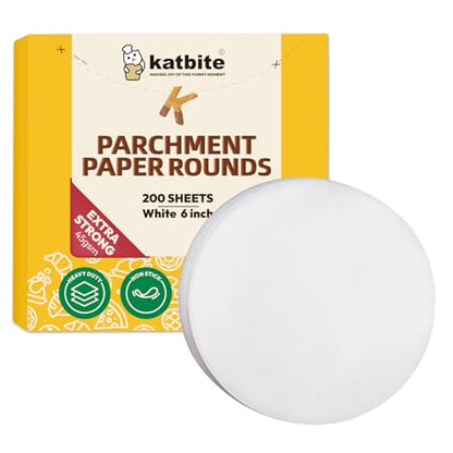 Katbite® 6 Inch 200Pcs Parchment Paper Rounds, Round Baking Sheets Paper, Uses for Cake Baking, Patty Separating, Tortilla Wrapping - size: 6inch-200