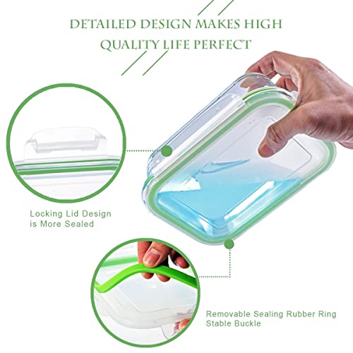 S SALIENT Airtight Meal Prep Containers for Food Storage [24 Piece] Leak Proof, Glass Bento Boxes for Lunch (12 lids & 12 Containers) - color: Green