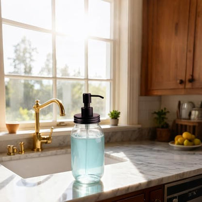 Amolliar Quart Size Mason Jar Liquid Soap Dispenser, 32OZ Glass Pump Bottle Rustproof Stainless Steel Pump Lid Lotion Dispenser, Regular Mouth Dish Soap Dispenser for Kitchen, Hand Soap, Bronze 1 Pack - color: Bronze, size: 1 Pack