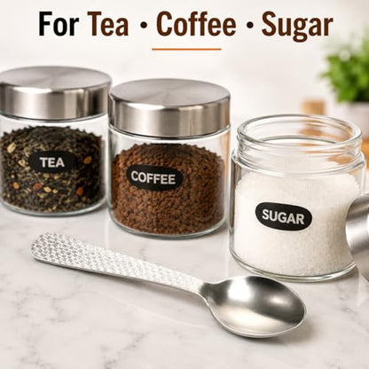 Stainless Steel TEA/COFFE AND Spice Box Spoons Set of 12 (Silver) (Small Tea spoon) - size: Small Tea spoon