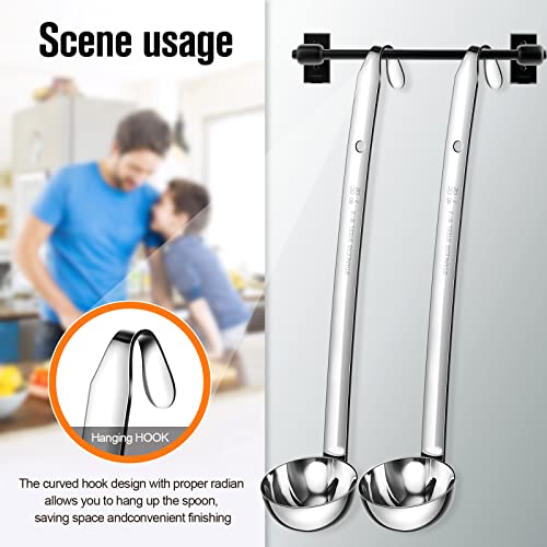 Cunhill 5 Pcs Soup Ladles Stainless Steel Serving Ladles with Long Handle for Serving, Cooking, Stirring, Portioning Kitchen Restaurant Accessories(2 oz) - size: 2 oz