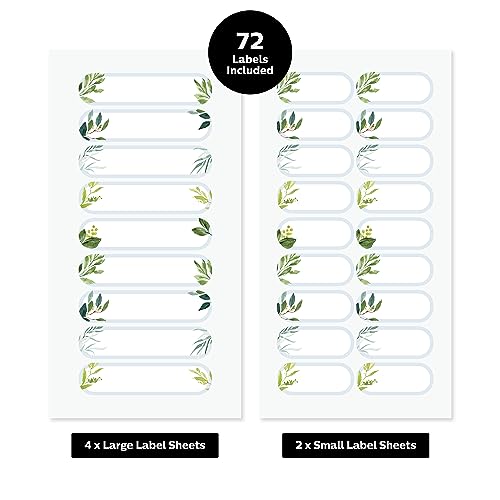 ThreeKin Waterproof Labels for Bottles and Containers - Custom Stickers - All-Purpose and Personalizable - Dishwasher, Freezer and Microwave Safe - BPA-Free - USA-Owned (Greenery, 72pcs) - color: Greenery, size: 72 pcs