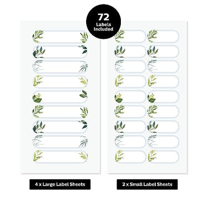 ThreeKin Waterproof Labels for Bottles and Containers - Custom Stickers - All-Purpose and Personalizable - Dishwasher, Freezer and Microwave Safe - BPA-Free - USA-Owned (Greenery, 72pcs) - color: Greenery, size: 72 pcs