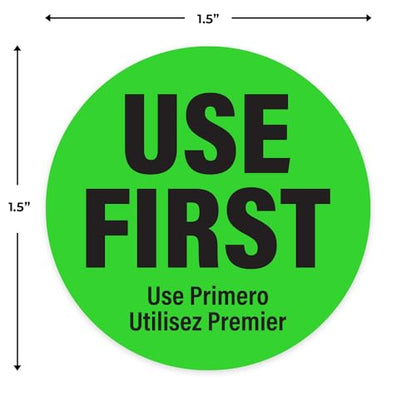 1000 Labels Use First Stickers for Food Service, 1.5-inch Wide, by Sutter Signs - color: Green