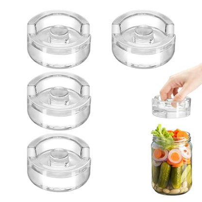 4Pcs Fermentation Glass Weights for Wide Mouth Jars - Pickle Bottles with Sealing Lids for Efficient Fermenting - Durable, Transparent Fermenting Lids and Weights for Sauerkraut, Kimchi (D Gap) - size: D Gap