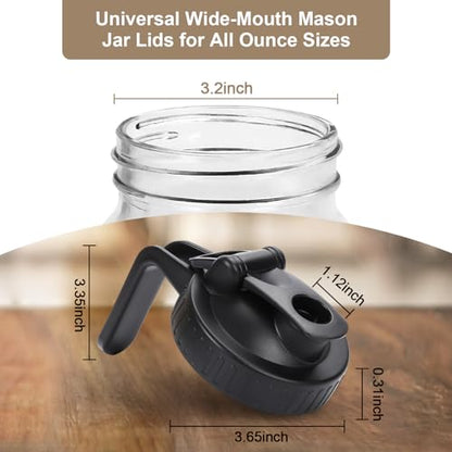 Wide Mouth Mason Jar Pour Spout Lid - 2 Pack Grey Airtight Pour Spout Lid with Handle, Turns your Mason Jar into Pitcher, BPA Free & Durable Flip Cap Lids Easy to Clean Fit for Canning Jars - color: Grey, size: Wide Mouth 2Pack