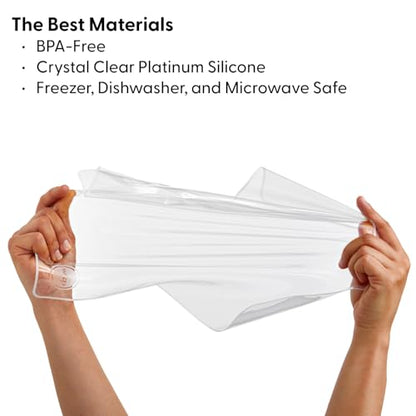 W&P Reusable Silicone Stretch Wrap, 1 Box with 3 Wraps (7x8, 10x11, 13x14), Oven, Dishwasher, Microwave & Freezer Safe, BPA Free