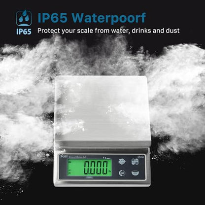 Polit Sun Waterproof Kitchen Scale, IP65 Rechargeable Food Scale, 13lb/6kg | Stainless Steel Platform, 0.5g Precision, 150h Battery Life, Sealed Washable Body, Seafood, Baking & Restaurant Prep - color: Grey