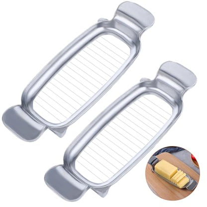 2 Pcs Stainless Steel Multipurpose Food Cutter, Butter & Cheese Slicer with Ergonomic Handle, Cuts into 1/4 Inch, Dishwasher Safe