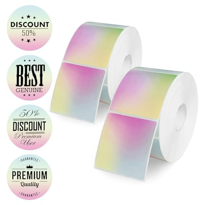 2 Inch Round Thermal Labels, Direct Thermal Printer Labels for Small Businesses, DIY Logo Design, 1500 Sheets / 2 Roll - color: Gradient Pink (1500labels/2roll), size: 2 inch