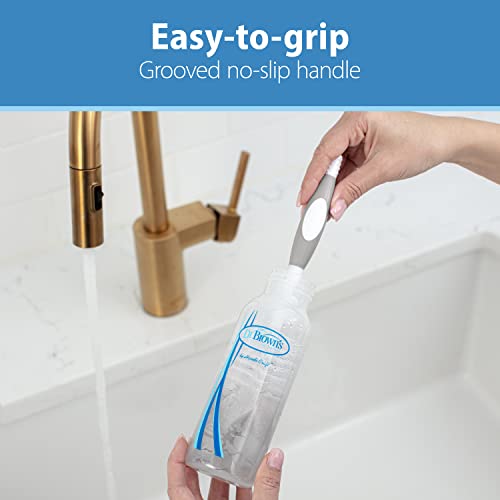 Dr. Brown's Reusable Sponge Baby Bottle Cleaning Brush with Suction Cup Stand, Scrubber and Nipple Cleaner, BPA-Free, Gray, 2-Pack - color: Gray, size: 2-Pack